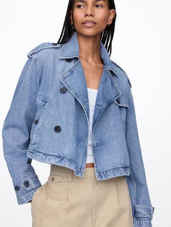 H&M Jackets & Blazers - NWT Cropped Denim Trench Jacket Coat M